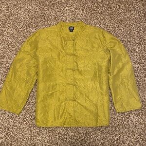 Eileen Fisher Textured Silk-Like Jacket in Chartreuse Green